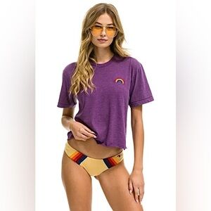 RARE Aviator Nation NWT Embroidered Boyfriend Tee in Vintage Purple- S